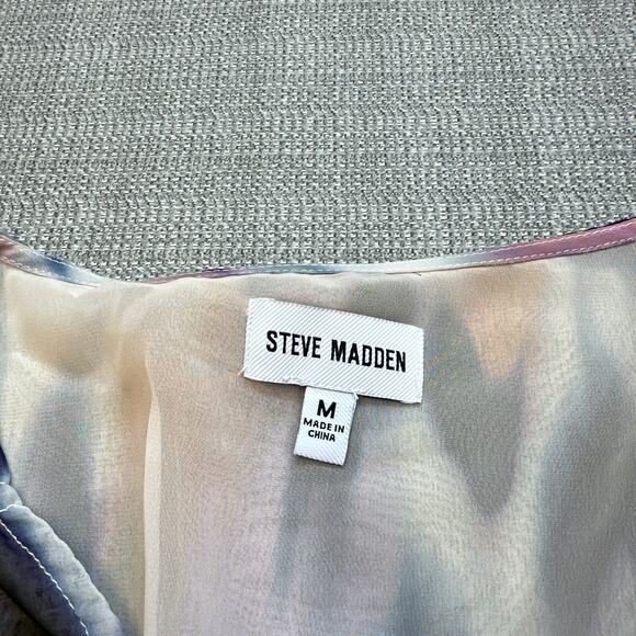 Steve Madden Peplum Top Medium Watercolor Puff Sleeve Fairy Whimsy Romantic - Picture 2 of 9